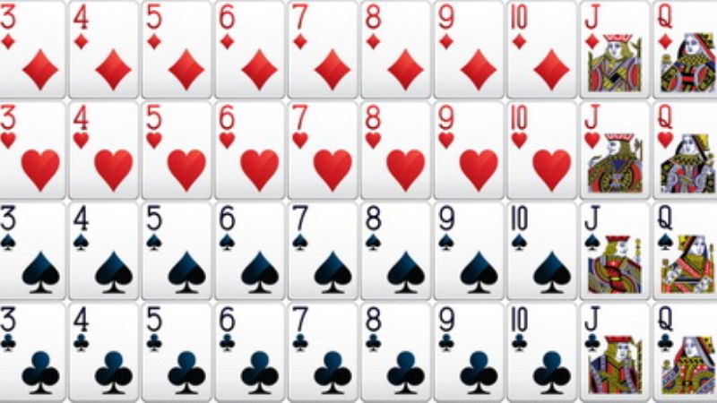 52 lá bài của bộ bài Tây